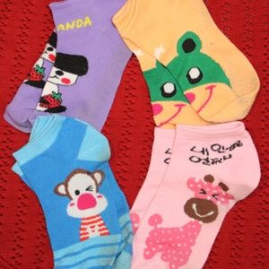 Pink, Orange, Purple, Blue, Animal Ankle Socks